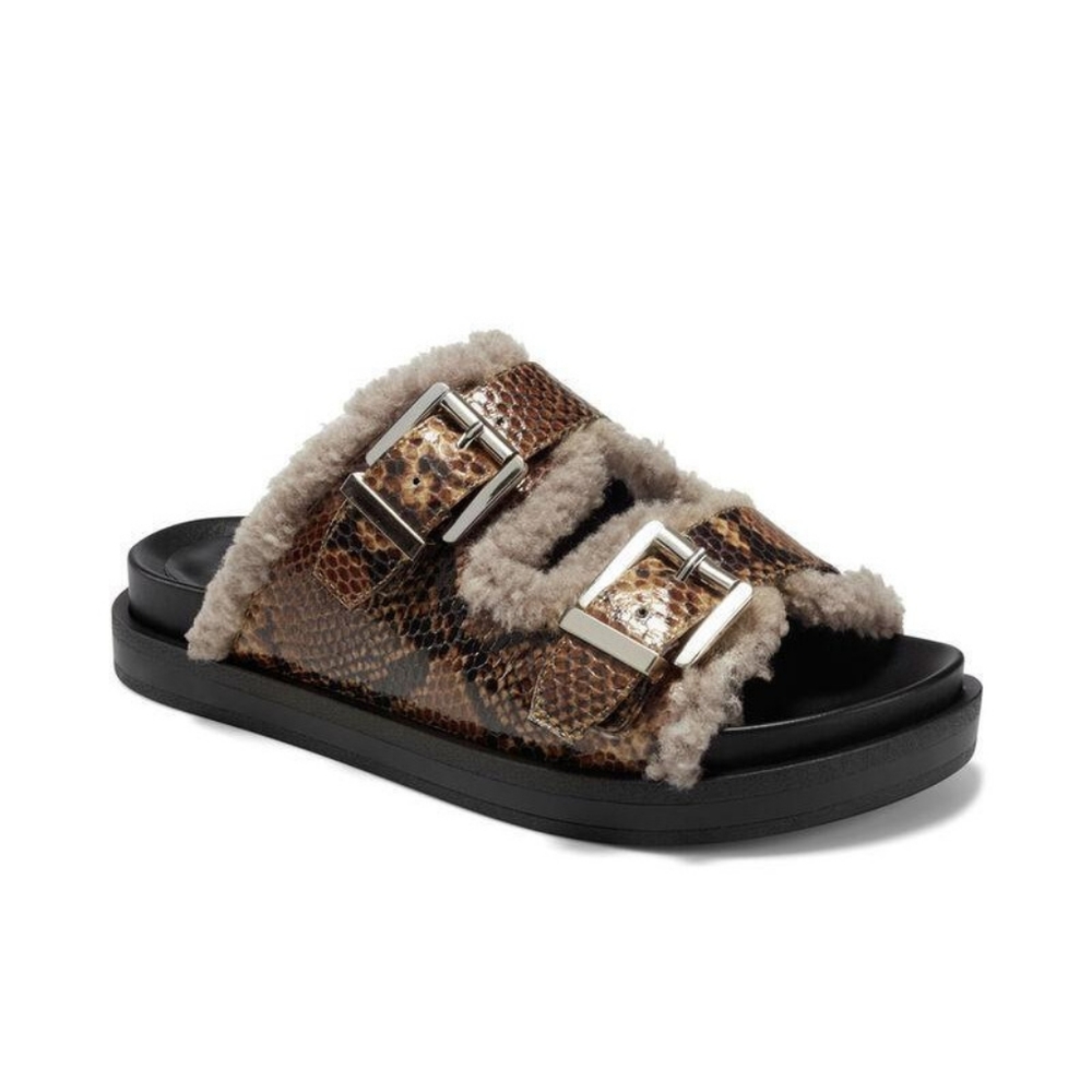 Aerosoles Olivia brown snakeskin sherpa sandals, size 8 NWT - Picture 2 of 7